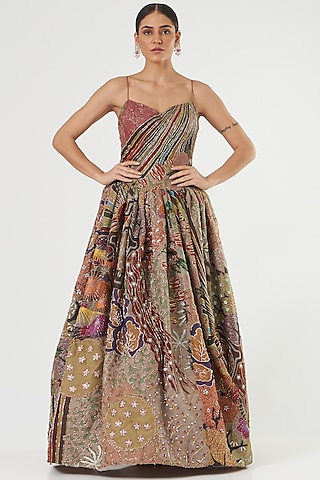 Pink Printed Gown by Aisha Rao