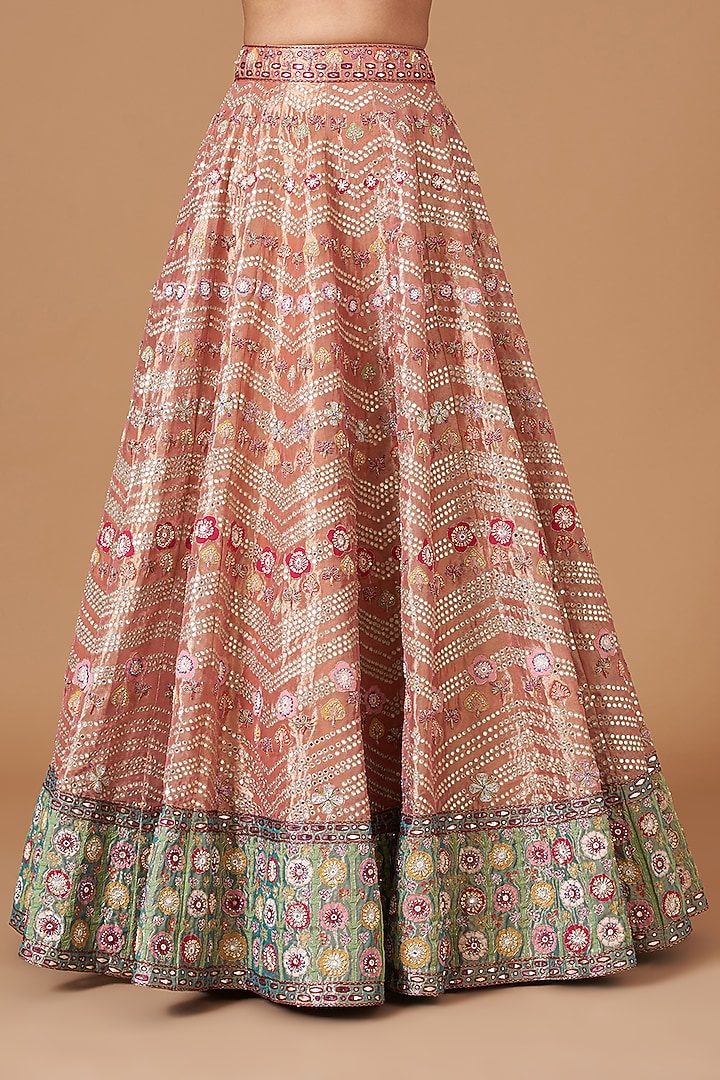 Peach Tissue Embellished Bridal Lehenga Set by Aisha Rao at Pernia's Pop Up Shop