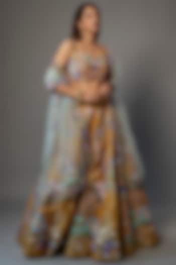 Yellow Tissue Embellished Bridal Lehenga Set by Aisha Rao at Pernia's Pop Up Shop