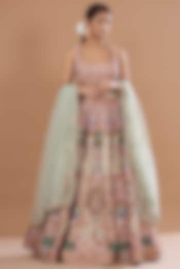 Multi-Colored Tissue Embellished Kalidar Bridal Lehenga Set by Aisha Rao at Pernia's Pop Up Shop