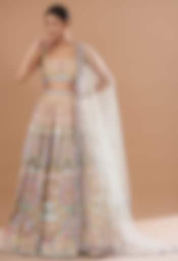 Multi-Colored Tissue Embellished Kalidar Bridal Lehenga Set by Aisha Rao at Pernia's Pop Up Shop