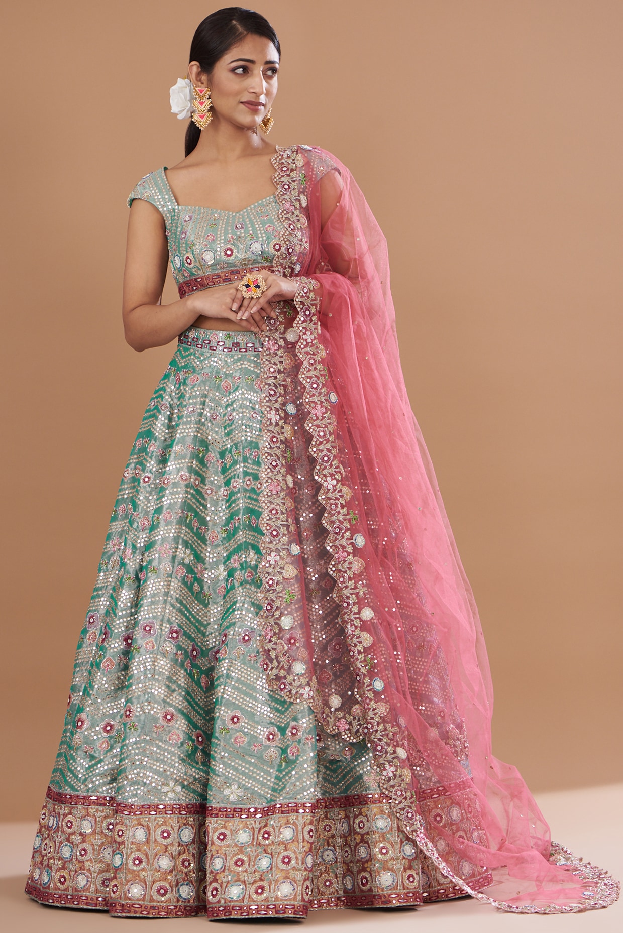 Buy Off White Organza Dori Embroidery Kalidar Lehenga For Women by Rohit  Bal Online at Aza Fashions.
