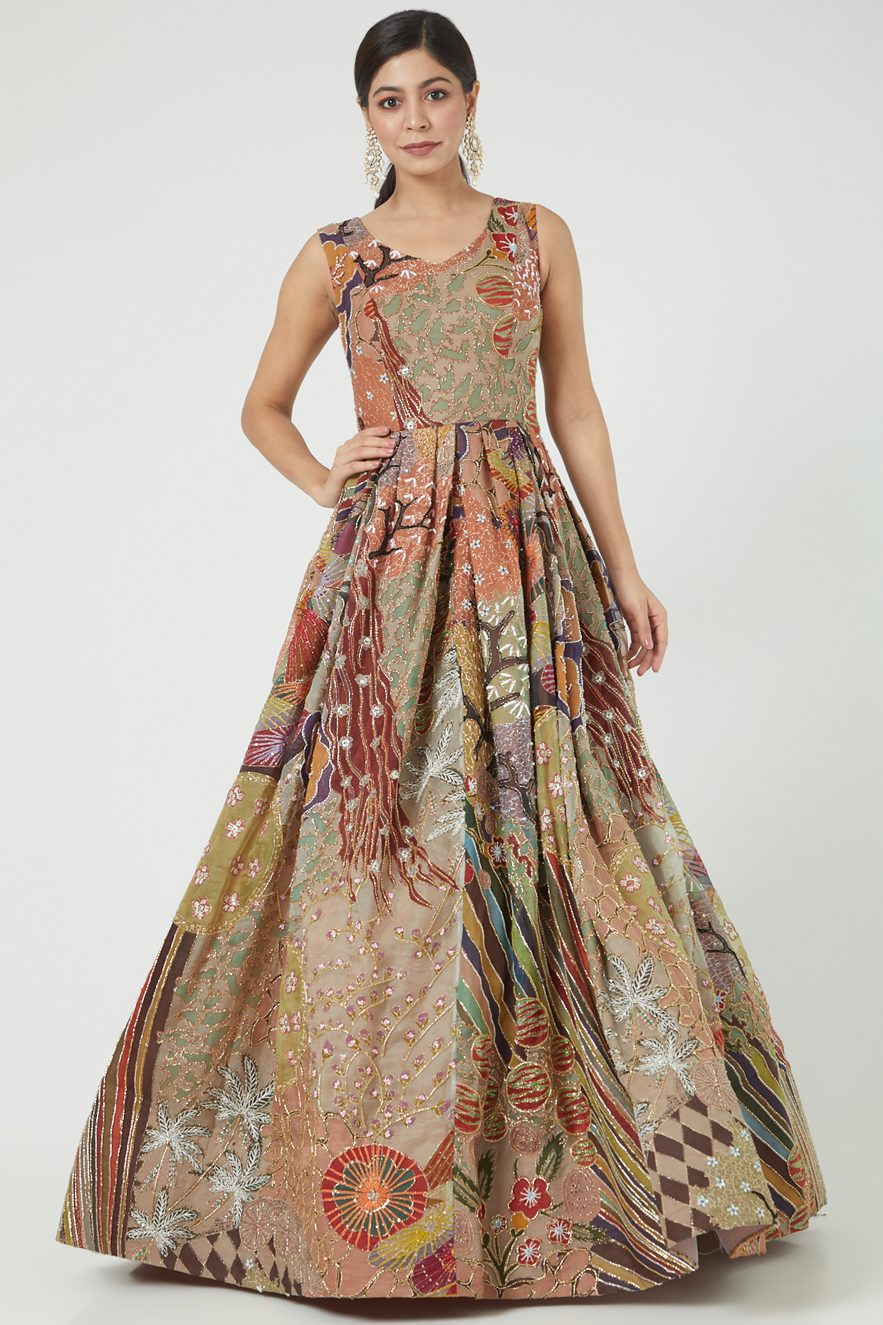 Multi-Colored Printed & Embellished Wedding Gown by Aisha Rao at Pernia's Pop Up Shop