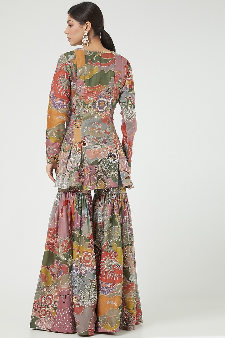 Green Printed & Embellished Bridal Sharara Set by Aisha Rao at Pernia's Pop Up Shop