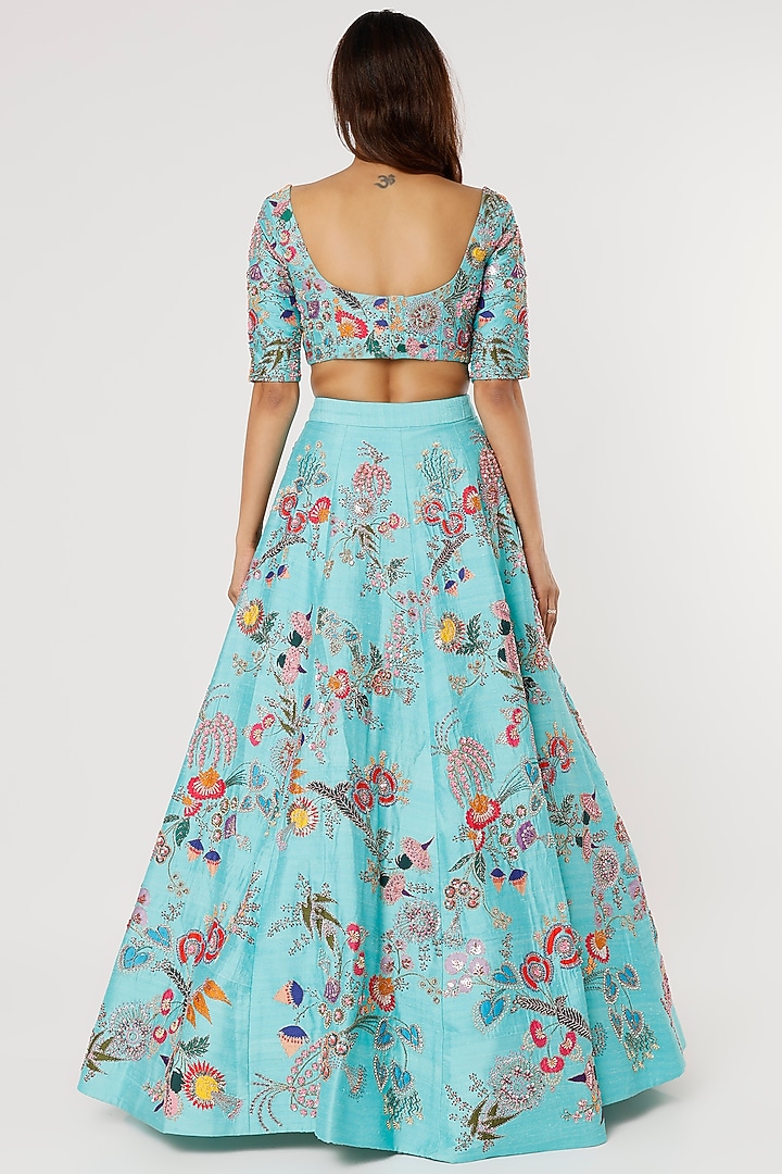 Avatar Blue Embellished Bridal Lehenga Set by Aisha Rao at Pernia's Pop Up Shop