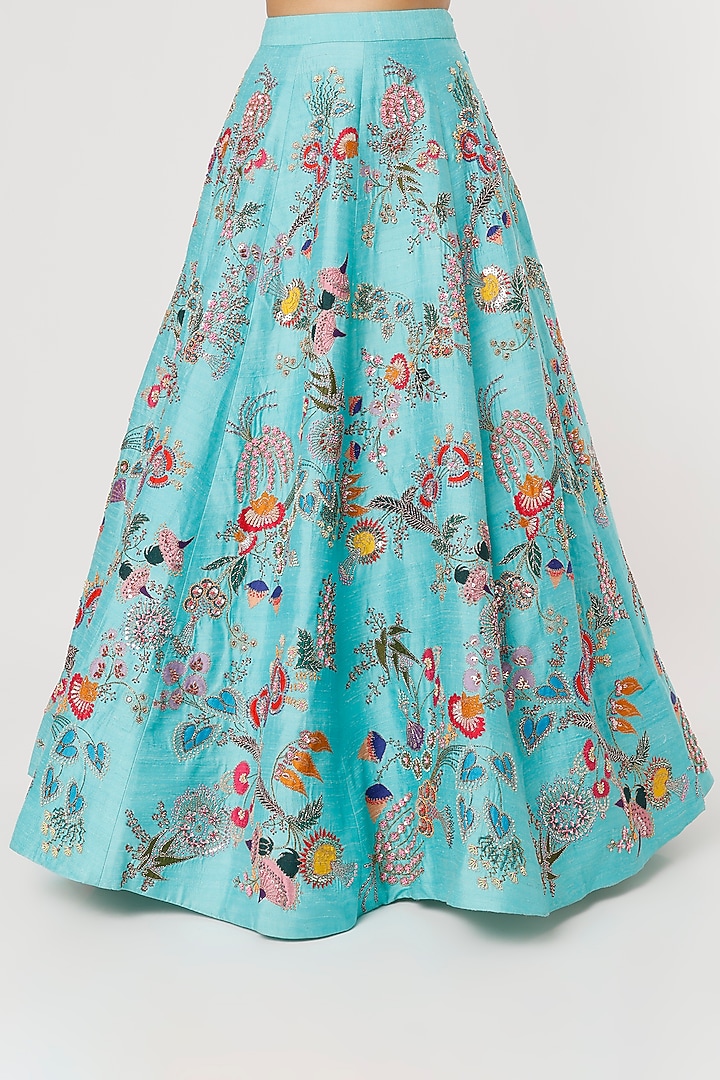 Avatar Blue Embellished Bridal Lehenga Set by Aisha Rao at Pernia's Pop Up Shop