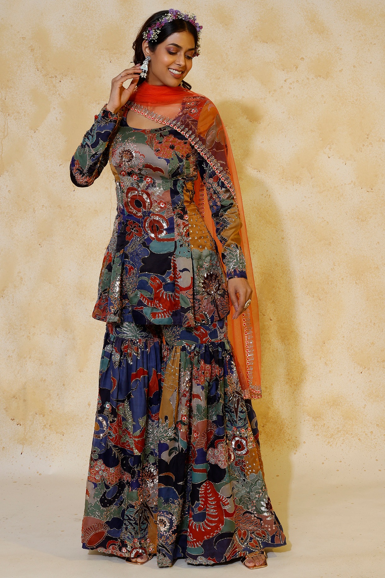 Buy Navy Blue Sharara Suit for Women Online from India s Luxury Designers 2024