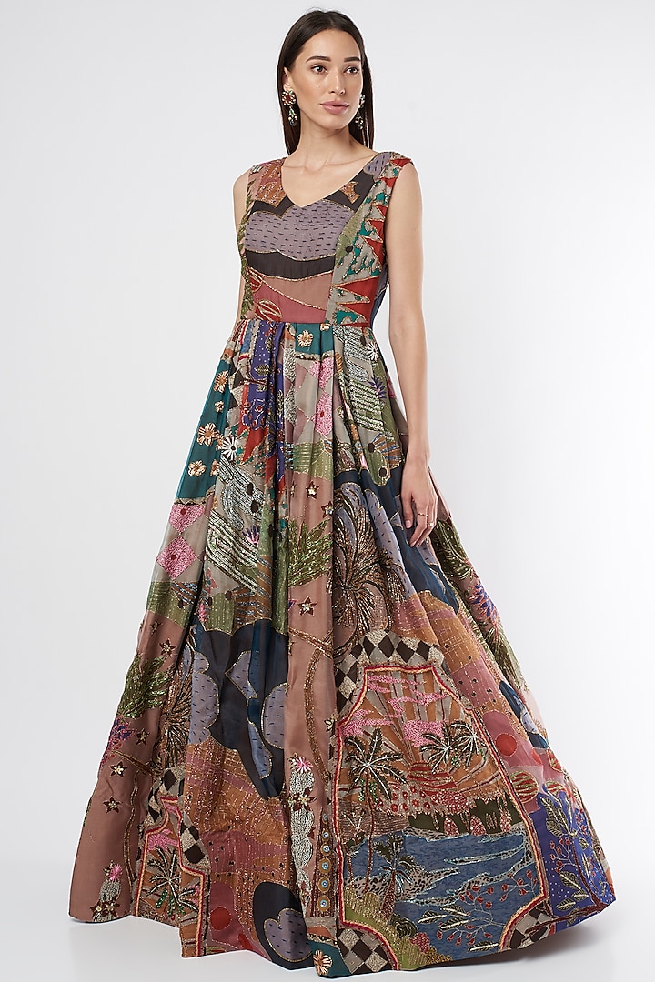 Multi-Colored Embellished Wedding Gown by Aisha Rao at Pernia's Pop Up Shop