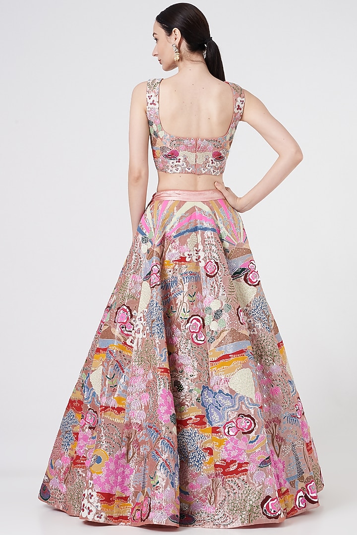 Peach Embellished Bridal Lehenga Set by Aisha Rao at Pernia's Pop Up Shop