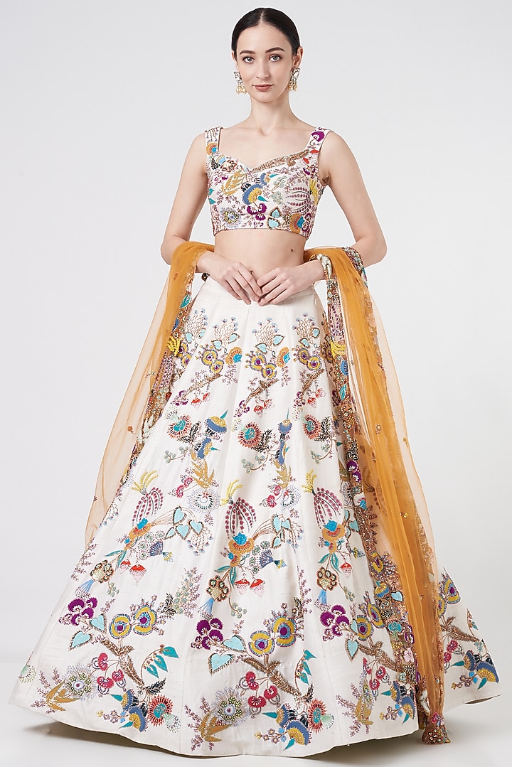 Ivory Embellished Bridal Lehenga Set by Aisha Rao at Pernia's Pop Up Shop