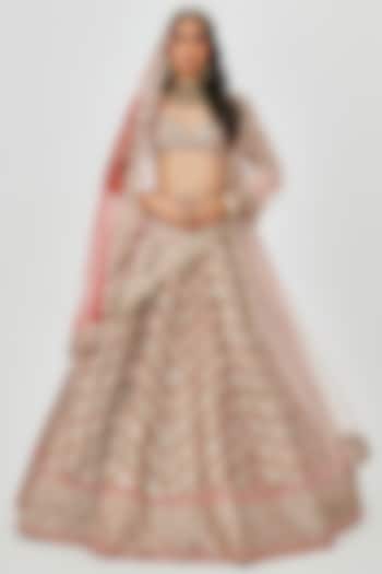 Rust Tissue Embellished 12 Kali Bridal Lehenga Set by Aisha Rao at Pernia's Pop Up Shop
