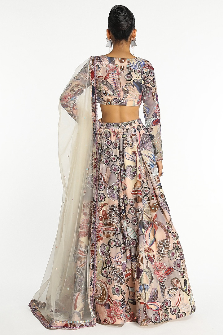 Mist Purple Organza Printed Gathered Skirt Set by Aisha Rao at Pernia's Pop Up Shop