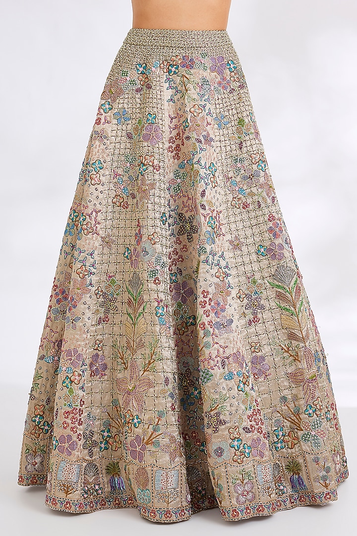 Silver Butterfly Net Bridal Lehenga Set by Aisha Rao at Pernia's Pop Up Shop