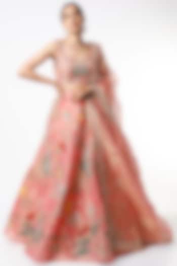 Pink Zardosi Embellished Bridal Lehenga Set by Aisha Rao at Pernia's Pop Up Shop