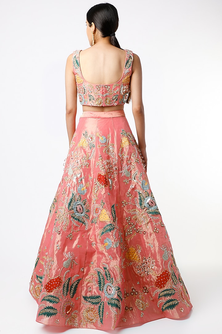 Pink Zardosi Embellished Bridal Lehenga Set by Aisha Rao at Pernia's Pop Up Shop