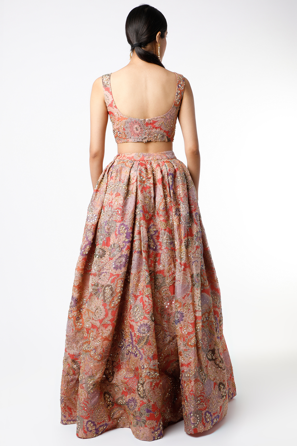 Red Embellished Box Pleated Bridal Lehenga Set by Aisha Rao at Pernia s Pop Up Shop 2024