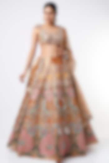 Copper Juna Embellished Bridal Lehenga Set by Aisha Rao at Pernia's Pop Up Shop