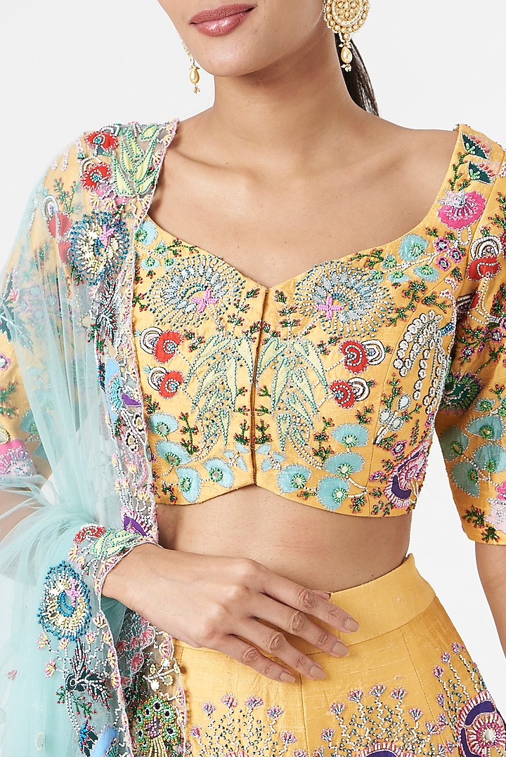 Yellow Embellished Bridal Lehenga Set by Aisha Rao at Pernia's Pop Up Shop