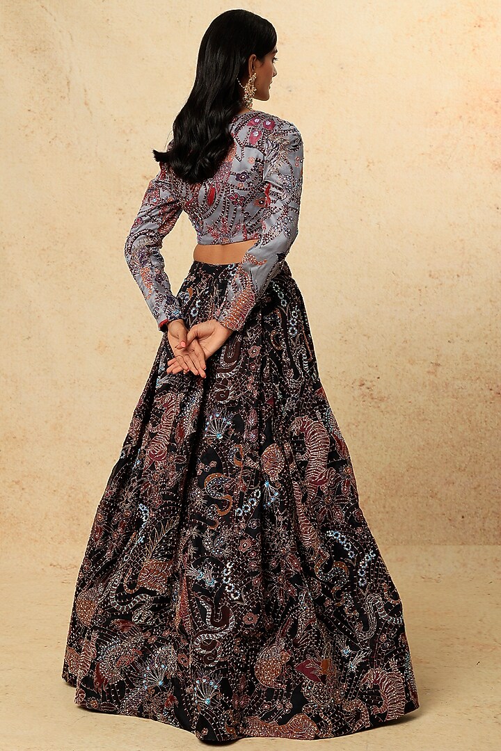 Black Embellished Bridal Lehenga Set by Aisha Rao at Pernia's Pop Up Shop