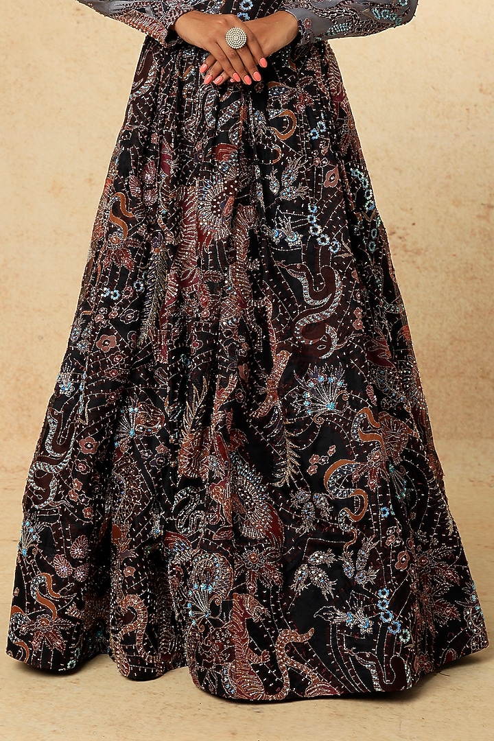 Black Embellished Bridal Lehenga Set by Aisha Rao at Pernia's Pop Up Shop