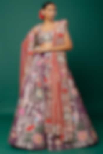 Purple Embellished Bridal Lehenga Set by Aisha Rao at Pernia's Pop Up Shop