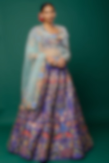Violet Embellished Bridal Lehenga Set by Aisha Rao at Pernia's Pop Up Shop