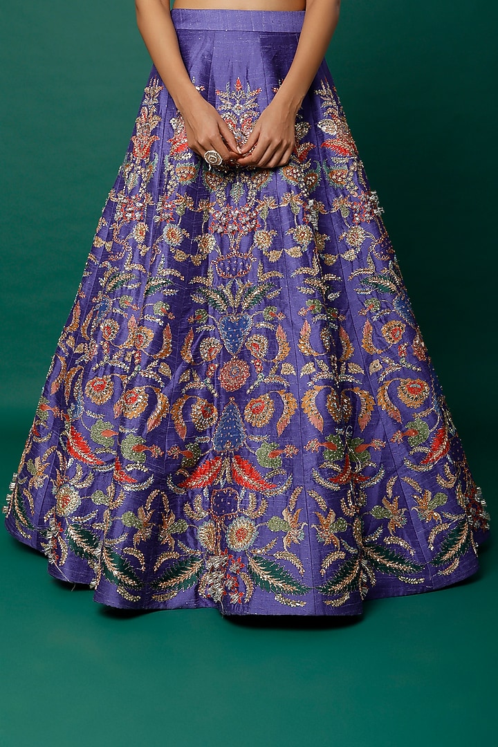 Violet Embellished Bridal Lehenga Set by Aisha Rao at Pernia's Pop Up Shop
