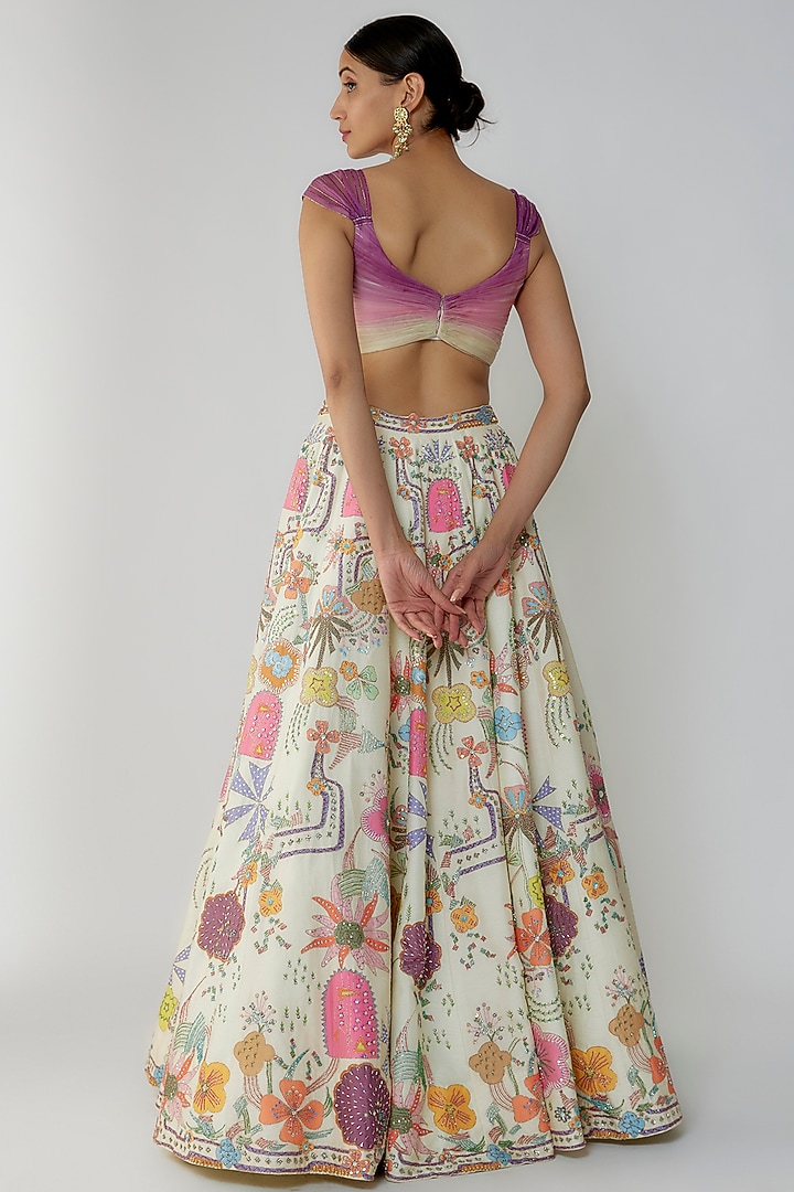 Ivory Raw Silk Bridal Lehenga Set by Aisha Rao at Pernia's Pop Up Shop