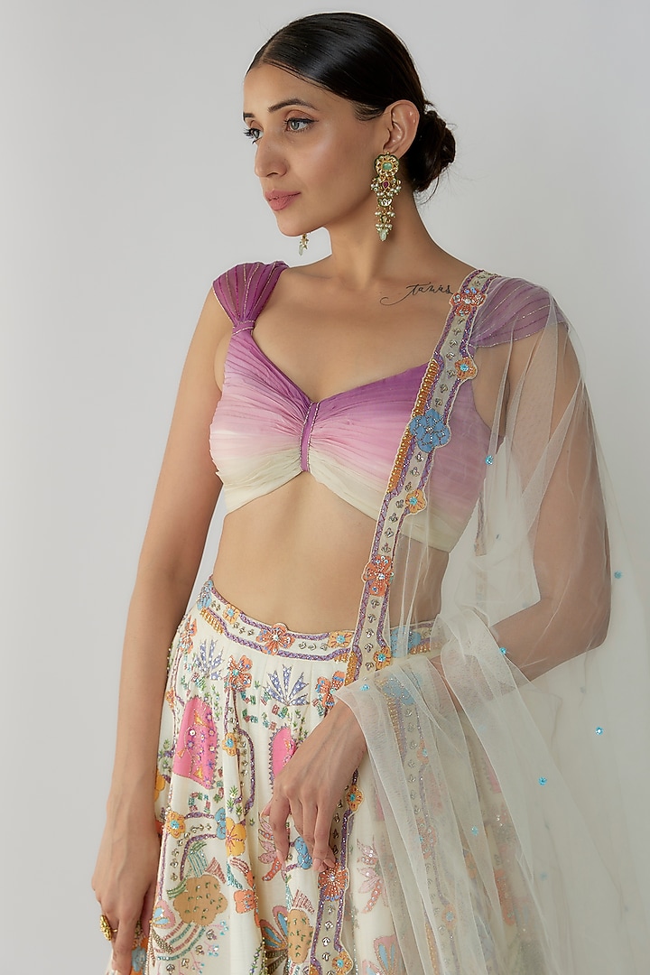 Ivory Raw Silk Bridal Lehenga Set by Aisha Rao at Pernia's Pop Up Shop