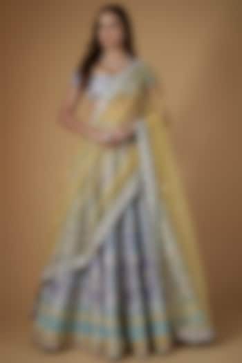 Mauve Tissue Embellished Bridal lehenga for 22 Lehenga Set by Aisha Rao at Pernia's Pop Up Shop