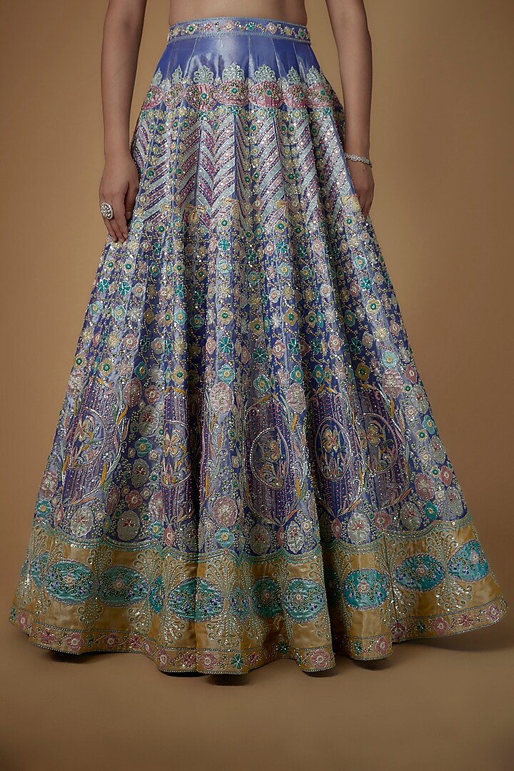 Mauve Tissue Embellished Bridal Lehenga Set by Aisha Rao at Pernia's Pop Up Shop