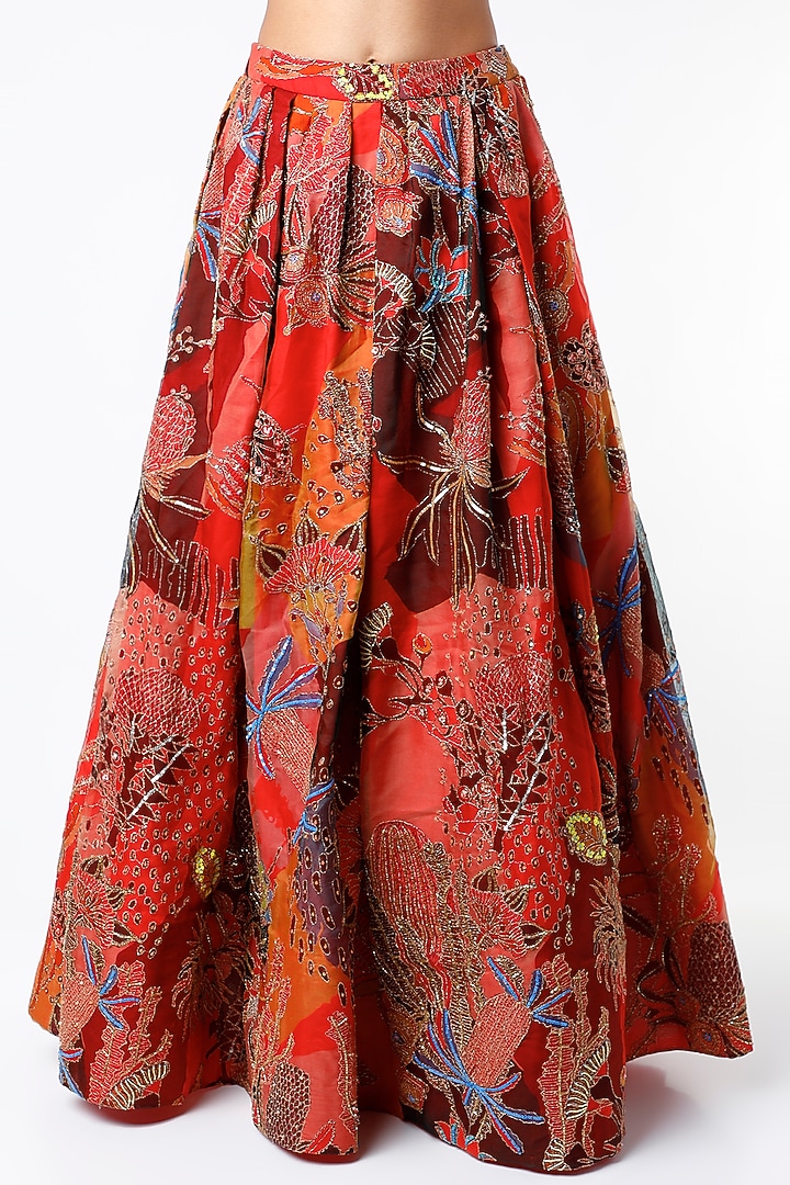 Red Embellished Bridal Lehenga Set by Aisha Rao at Pernia's Pop Up Shop