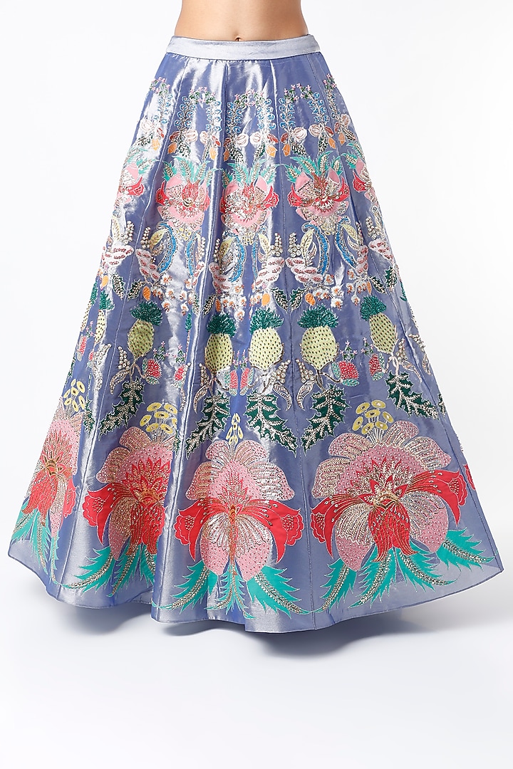 Shiny Pastel Blue Embellished Bridal Lehenga Set by Aisha Rao at Pernia's Pop Up Shop