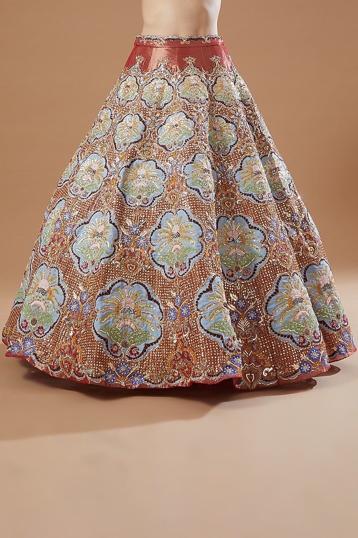 Maroon Embellished Bridal Lehenga Set by Aisha Rao at Pernia's Pop Up Shop