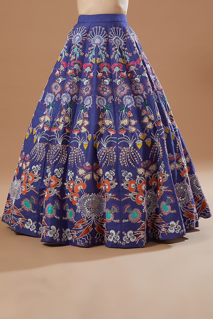 Electric Blue Embellished Bridal Lehenga Set by Aisha Rao at Pernia's Pop Up Shop