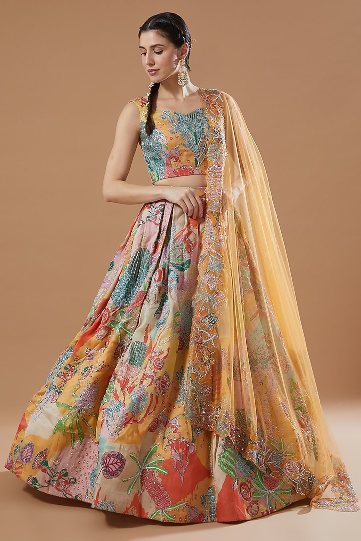 Yellow Embellished Bridal Lehenga Set by Aisha Rao at Pernia's Pop Up Shop