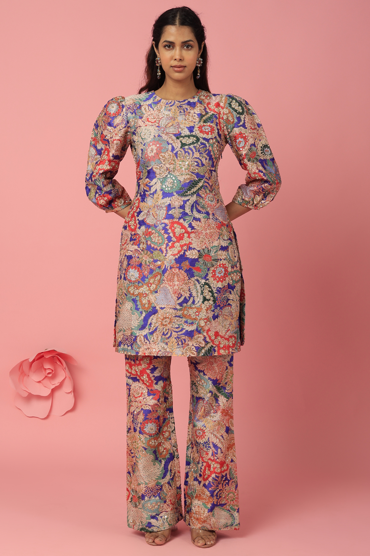 Multi-Colored Embellished Kurta Set by Aisha Rao at Pernia's Pop Up Shop
