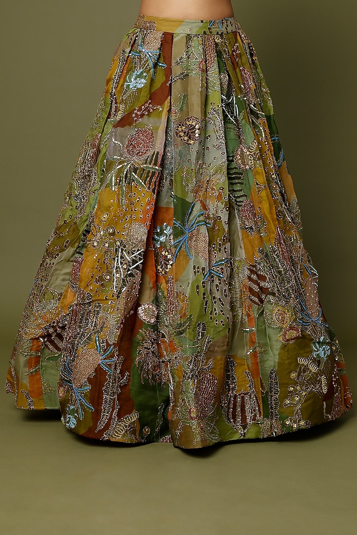 Olive Green Embellished Bridal Lehenga Set by Aisha Rao at Pernia's Pop Up Shop