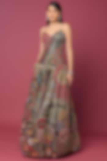 Pink Printed Wedding Gown by Aisha Rao at Pernia's Pop Up Shop