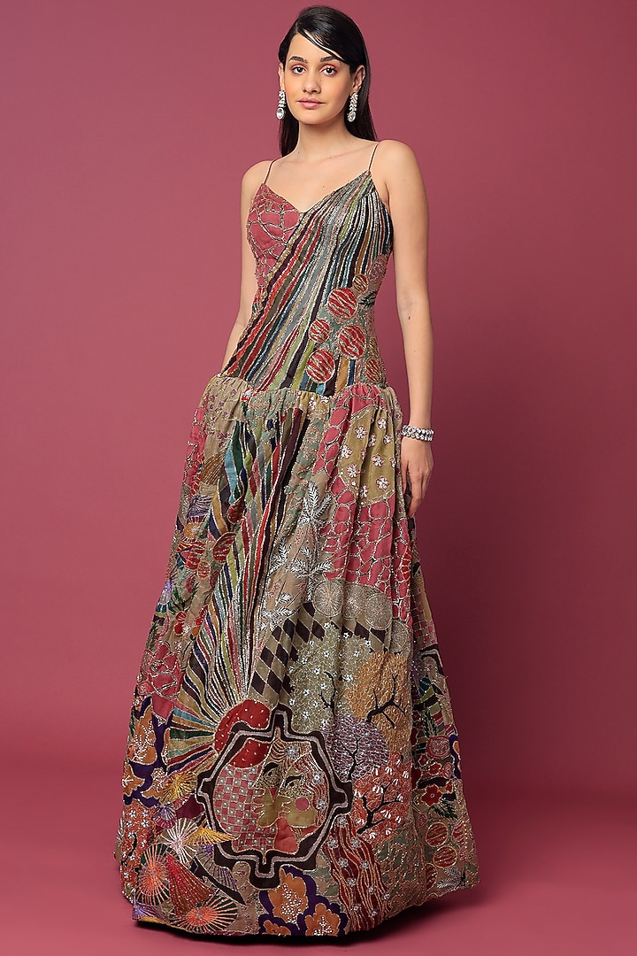 Pink Printed Wedding Gown by Aisha Rao at Pernia's Pop Up Shop