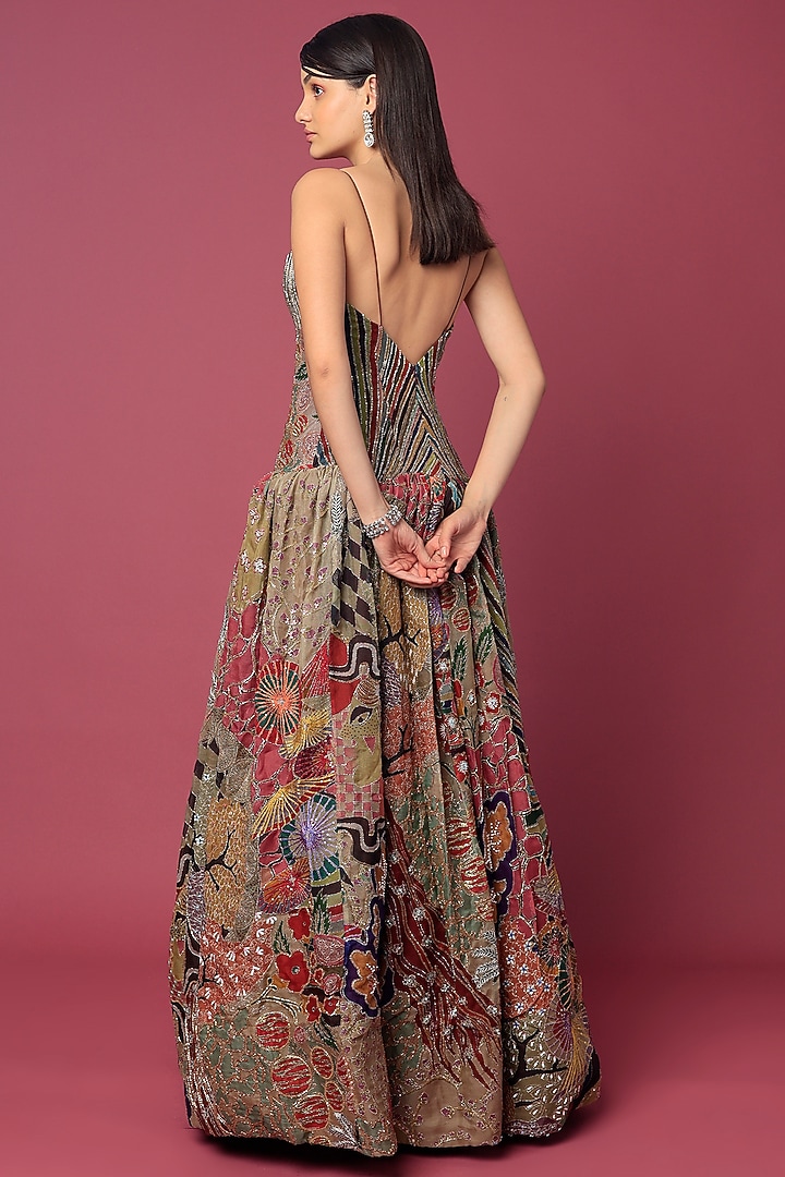 Pink Printed Wedding Gown by Aisha Rao at Pernia's Pop Up Shop