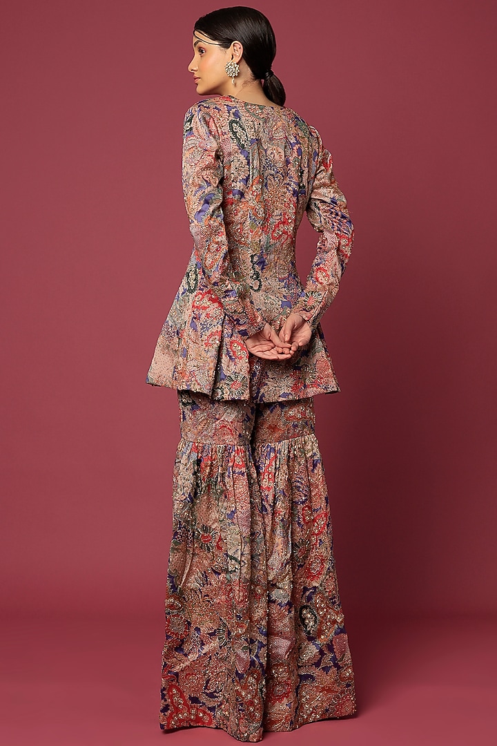 Violet Printed Bridal Sharara Set by Aisha Rao at Pernia's Pop Up Shop