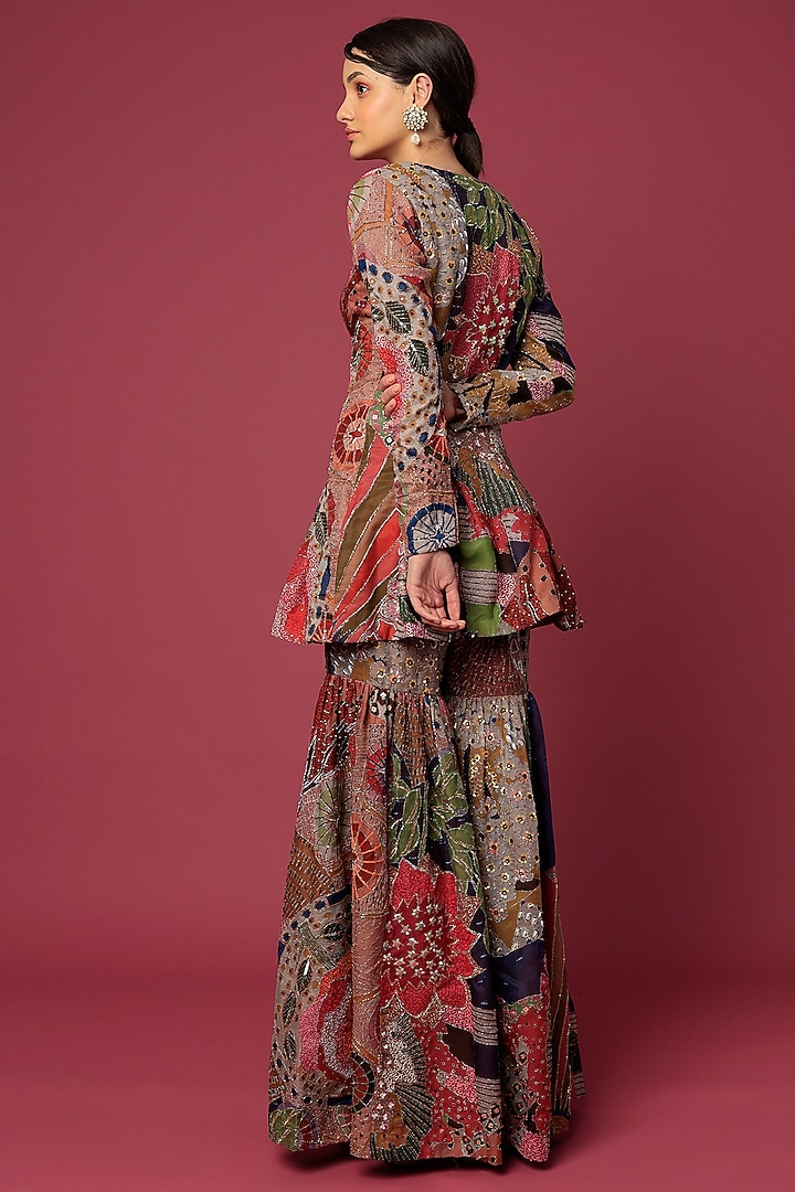 Midnight Blue Printed Bridal Sharara Set by Aisha Rao at Pernia's Pop Up Shop