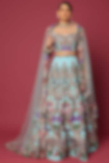 Powder Blue Embellished Bridal Lehenga Set by Aisha Rao at Pernia's Pop Up Shop