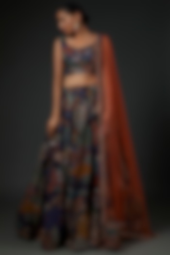 Multi-Colored Printed Embellished Bridal Lehenga Set by Aisha Rao at Pernia's Pop Up Shop