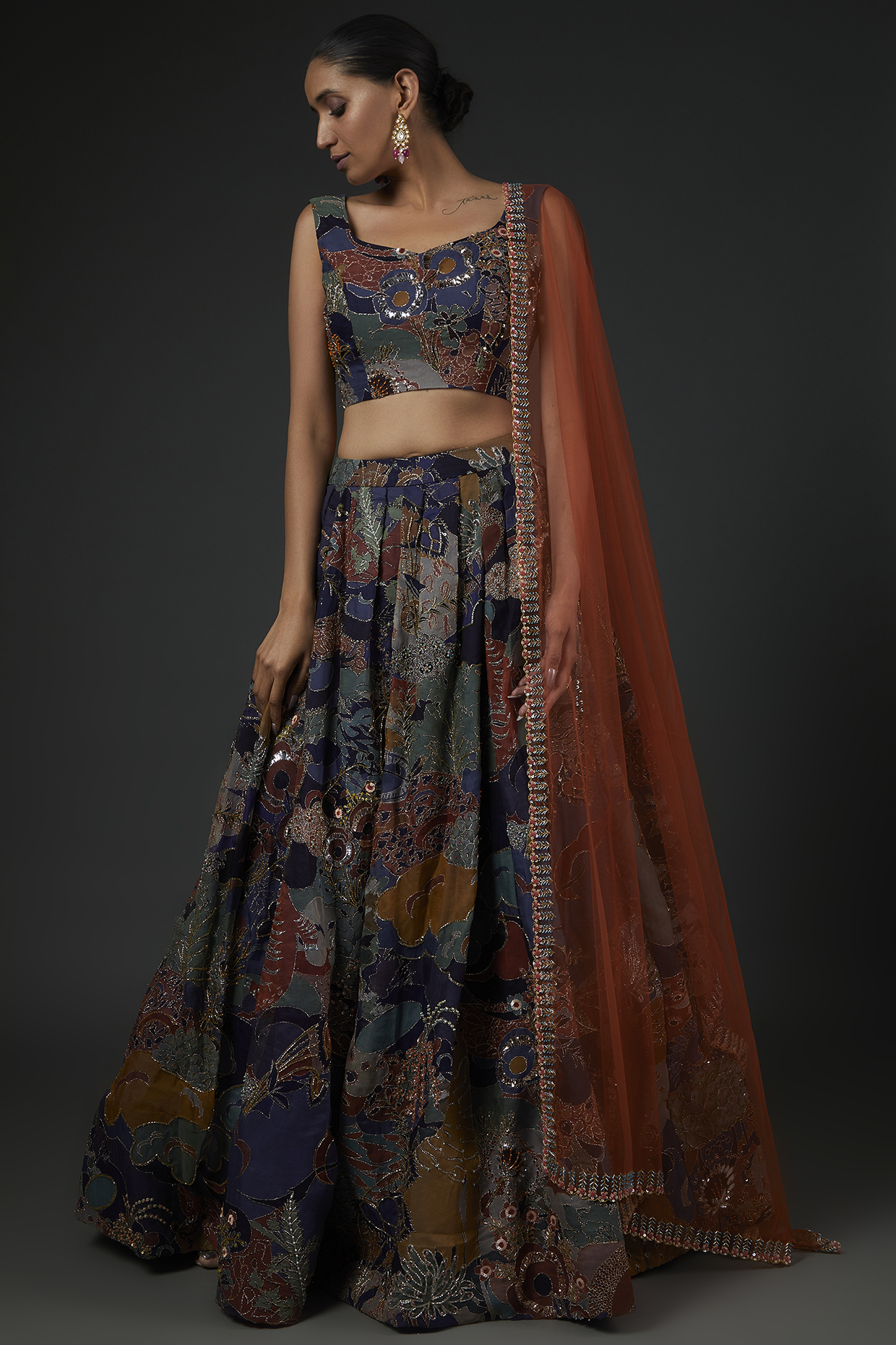 Multi-Colored Printed Embellished Bridal Lehenga Set by Aisha Rao at Pernia's Pop Up Shop