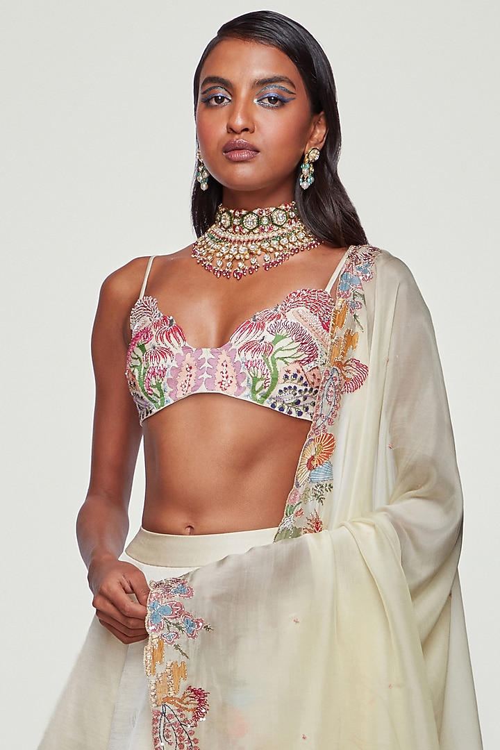 Ivory Embellished Bridal Lehenga Set by Aisha Rao at Pernia's Pop Up Shop