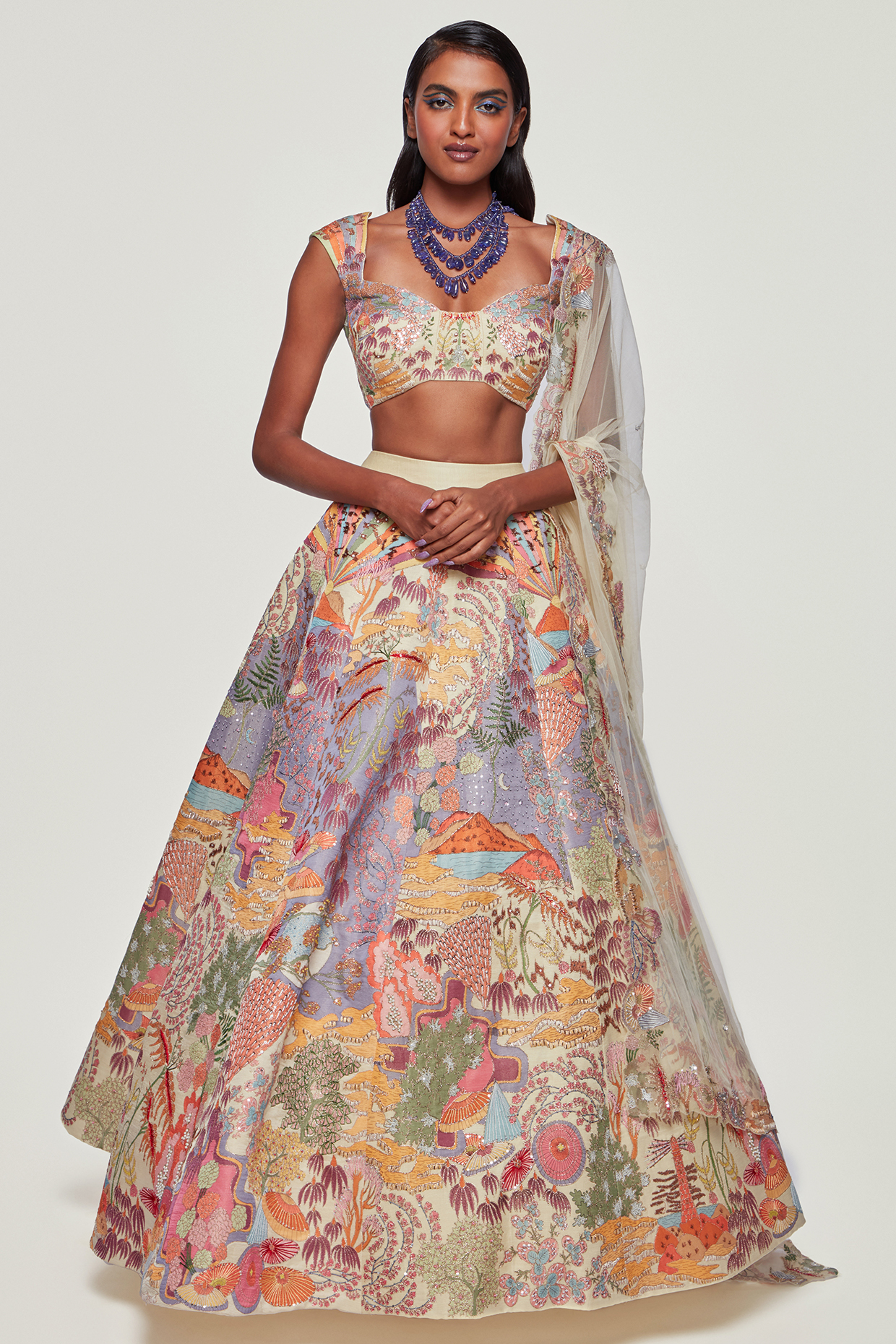 Multi-Colored Embellished Bridal Lehenga Set by Aisha Rao at Pernia's Pop Up Shop
