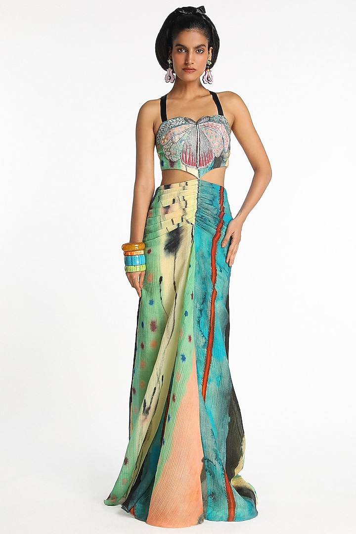 Aurora Cupro Printed Gathered Skirt Engagement Gown by Aisha Rao at Pernia's Pop Up Shop