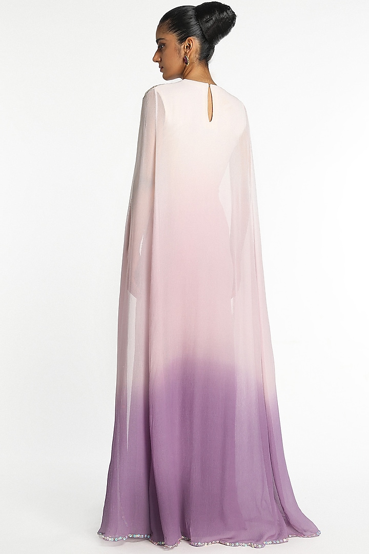 Mist Purple Ombre Chiffon Applique Embellished Gown by Aisha Rao at  Pernia's Pop Up Shop 2026